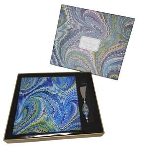 Two's Company Dining Serveware, Marbleize Cheese Platter & Spreader Set